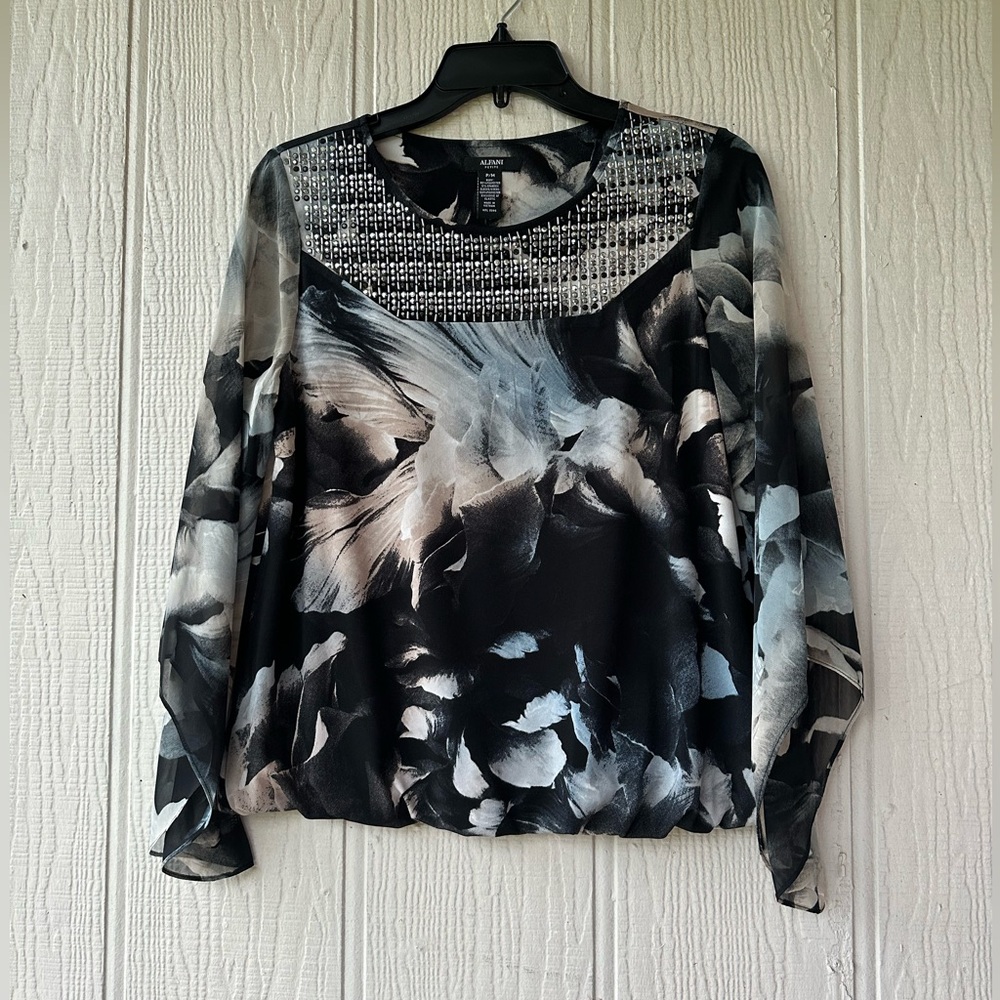 ALFANI Embellished Angel Sleeve Blouse